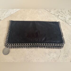 Stella McCartney Black Clutch with Silver Chain Embellishments